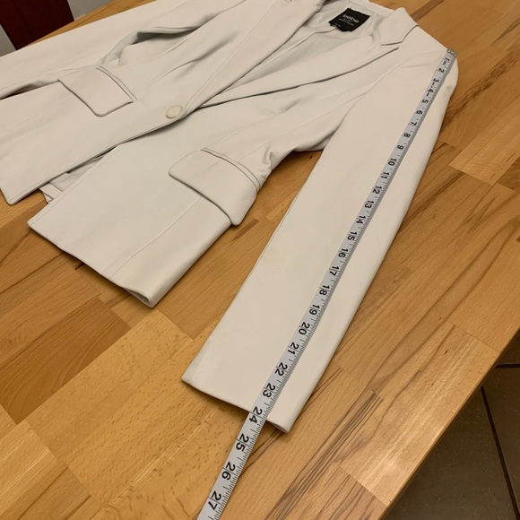 bebe white ivory genuine leather one button blazer/jacket size S - Picture 14 of 16